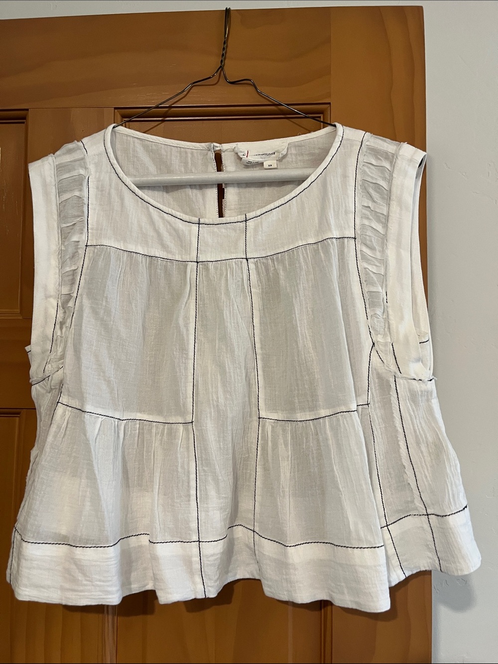 Anthropologie White Sleeveless Grid-Panel Top - Brand Unknown